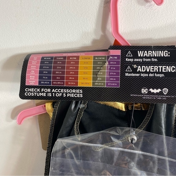 Batgirl Costume NEW Dress Medium 7/8 Eye Mask Black Gold Halloween Superhero - Picture 5 of 5